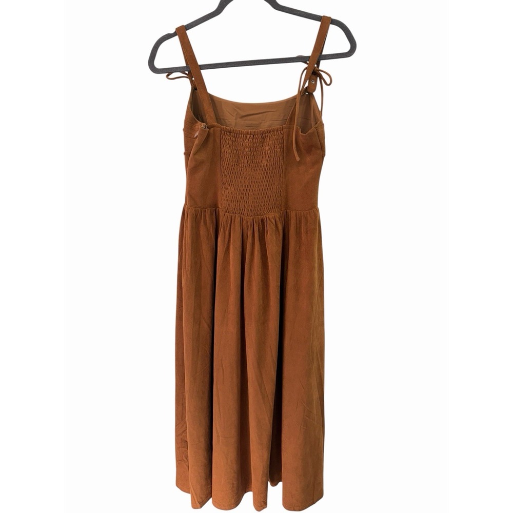 Moon River Women's M Brown Faux Suede Tiered Maxi Dress 70s Western - Picture 6 of 11
